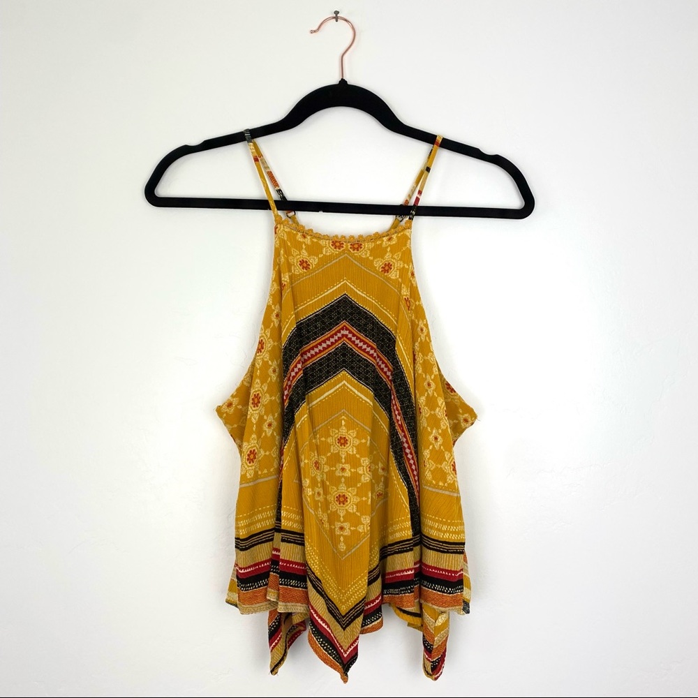 Coco & Jaimeson | Yellow Angled Bandana Scarf Flowy Swing Tank